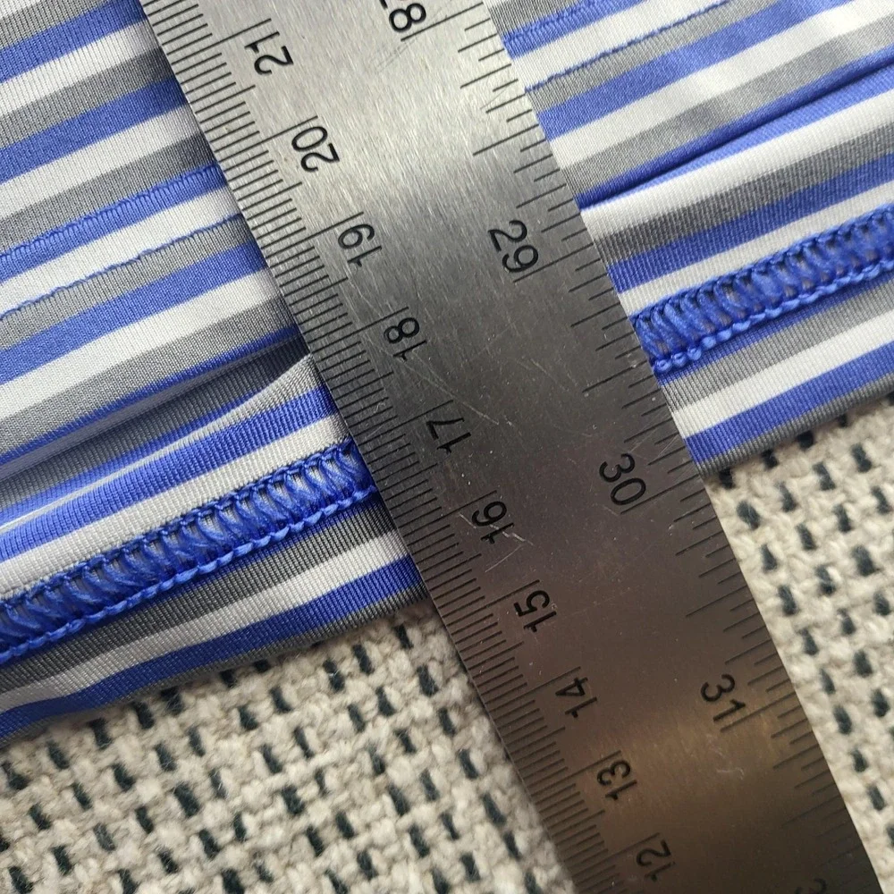 RLX Ralph Lauren Polo Shirt‎ Mens Large Blue Striped Golf Wicking Performance